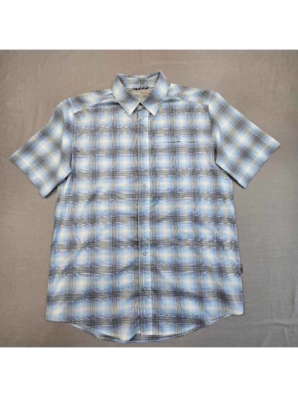SwissTech M Mens Short Sleeve Button-Up Shirt Blue Plaid Lightweight Casual Wear